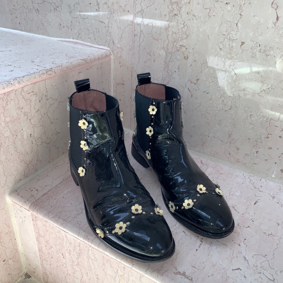 RED Valentino Patent Leather Daisy Ankle Boots - Picture 10 of 12